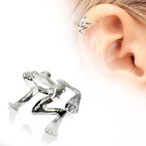 img 3 attached to 🐸 316L Stainless Steel Tree Frog Fake Cartilage Ear Cuff - No Piercing Required!