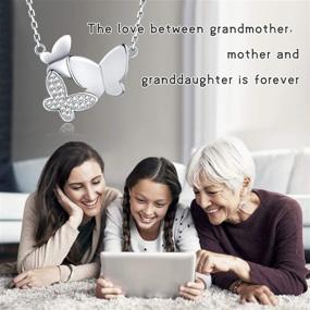 img 3 attached to 🦋 925 Sterling Silver CZ Generations Jewelry: Three Butterfly Necklace for Mother, Daughter, and Grandma - Perfect Birthday Gifts