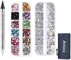 img 4 attached to 💎 Amaoz Rhinestone Jewel Pickup Tool - Dual-ended Dotting Pen for Nails, Crafts, and Eye Makeup - 3500PCS of Flat Back Gems and Round Rhinestones - Mix SS4 6 10 12 16 - Perfect for Clothes and Shoes