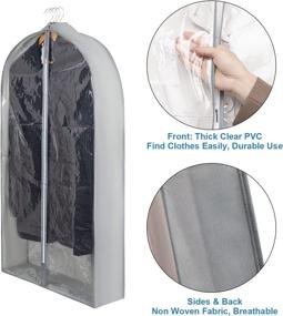 img 3 attached to Hanging Garment Bags with 5” Gusset - 40” Clear Clothing Storage Suit Bags - Breathable Fabric Clothes Storage Containers - Strong Zipper Closet Hanging Garment Clothes Cover