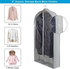 img 2 attached to Hanging Garment Bags with 5” Gusset - 40” Clear Clothing Storage Suit Bags - Breathable Fabric Clothes Storage Containers - Strong Zipper Closet Hanging Garment Clothes Cover