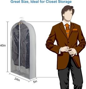 img 1 attached to Hanging Garment Bags with 5” Gusset - 40” Clear Clothing Storage Suit Bags - Breathable Fabric Clothes Storage Containers - Strong Zipper Closet Hanging Garment Clothes Cover