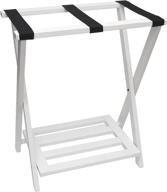 👜 white finish right height folding luggage rack with bottom shelf by lipper international 502w логотип