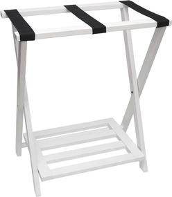 img 4 attached to 👜 White Finish Right Height Folding Luggage Rack with Bottom Shelf by Lipper International 502W