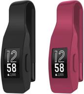 📌 eeweca 2-pack clip for fitbit inspire or inspire hr holder accessory, black and sangria - ideal for fitbit inspire 1 and inspire hr 1 logo