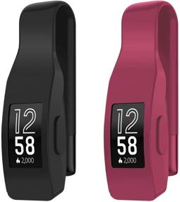 img 4 attached to 📌 EEweca 2-Pack Clip for Fitbit Inspire or Inspire HR Holder Accessory, Black and Sangria - Ideal for Fitbit Inspire 1 and Inspire HR 1