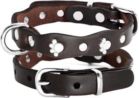 img 4 attached to Premium Handmade Genuine Leather Dog Collar - Stylish Luxury for Small/Medium Dog Breeds