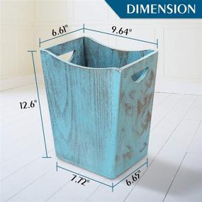 img 3 attached to 🗑️ Honest Wood Trash Can: Stylish Rustic Farmhouse Wastebasket Bin with Handle - Suitable for Living Room, Bedroom, Bathroom, Kitchen, Office (Blue)