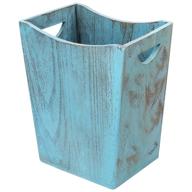 🗑️ honest wood trash can: stylish rustic farmhouse wastebasket bin with handle - suitable for living room, bedroom, bathroom, kitchen, office (blue) logo