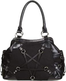 img 4 attached to 👜 Gothic Alternative Purse Bag: Lost Queen Stand Still Handbag with Woven Pentagram Design