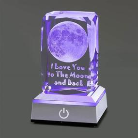 img 4 attached to 🌙 Hochance 3D Moon Crystal Lamp with LED Colorful Light Base - Perfect Christmas, Birthday, and Anniversary Gift for Girlfriend, Wife, Mom, Women - Funny Night Light, Thanksgiving Present