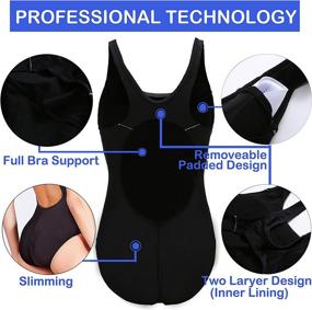 img 3 attached to 👙 EBMORE Women's One Piece Swimsuit for Sport Athletic Training Exercise - Bathing Suit