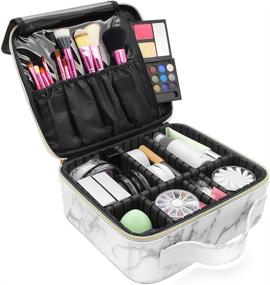 img 4 attached to 💄 Stylish and Functional Marble Makeup Organizers: LKE Cosmetic Bags & Waterproof Travel Case