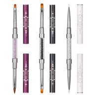 💅 havenport 3 pack dual-ended nail brush pen set with rhinestone handle - nail art brush, nail painting brushes, nail art liner brush, uv gel nail brush set with nylon hair logo