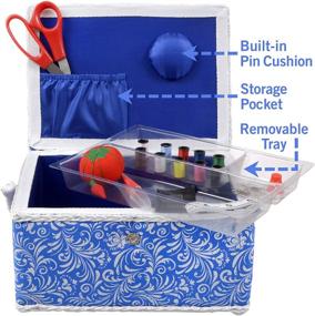 img 3 attached to 🧵 Convenient and Stylish SINGER 07228 Sewing Basket with Sewing Kit, Needles, Thread, Pins, Scissors, and Notions