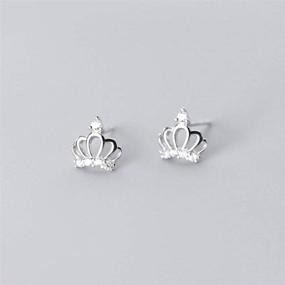 img 2 attached to 👑 Elegant Crown CZ Stud Earrings: Stylish Sterling Silver Jewelry for Women & Girls - Ideal for Weddings, Christmas Gifts & Special Occasions