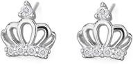 👑 elegant crown cz stud earrings: stylish sterling silver jewelry for women & girls - ideal for weddings, christmas gifts & special occasions logo