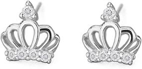 img 4 attached to 👑 Elegant Crown CZ Stud Earrings: Stylish Sterling Silver Jewelry for Women & Girls - Ideal for Weddings, Christmas Gifts & Special Occasions