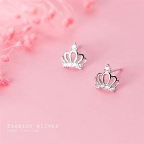 img 3 attached to 👑 Elegant Crown CZ Stud Earrings: Stylish Sterling Silver Jewelry for Women & Girls - Ideal for Weddings, Christmas Gifts & Special Occasions