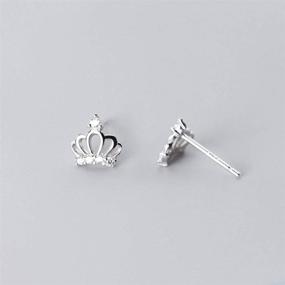 img 1 attached to 👑 Elegant Crown CZ Stud Earrings: Stylish Sterling Silver Jewelry for Women & Girls - Ideal for Weddings, Christmas Gifts & Special Occasions