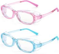 👓 fonhcoo kids blue light blocking glasses: protective eyewear for boys and girls age 5-15 – detachable side shields, safety goggles, anti eyestrain & uv glare, with anti glare lenses (pink & blue) logo