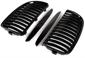 img 1 attached to 🚗 SNA E90 Grill - Enhance Your 2004-2008 BMW 3 Series E90 E91 with a Stylish Single Slat Gloss Black Kidney Grill (4-pc Set)