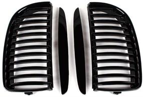 img 2 attached to 🚗 SNA E90 Grill - Enhance Your 2004-2008 BMW 3 Series E90 E91 with a Stylish Single Slat Gloss Black Kidney Grill (4-pc Set)