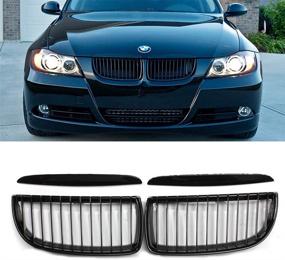 img 4 attached to 🚗 SNA E90 Grill - Enhance Your 2004-2008 BMW 3 Series E90 E91 with a Stylish Single Slat Gloss Black Kidney Grill (4-pc Set)