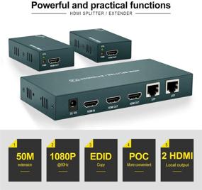 img 3 attached to 🔁 HDMI Extender Splitter 1x2 for HD1080P@60Hz & 3D Visual, Extend up to 165ft (50m) Over CAT5e/CAT6/CAT7 Cable, Dual Channel Transmission with 2 HDMI Loop Out
