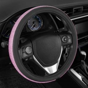 img 2 attached to BDK Bling Bling Glitter Diamond Leather Steering Wheel Cover With 9 Rows Crystal Rhinestones Interior Accessories