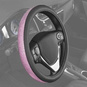 img 1 attached to BDK Bling Bling Glitter Diamond Leather Steering Wheel Cover With 9 Rows Crystal Rhinestones Interior Accessories