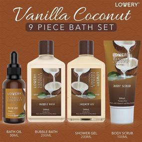 img 3 attached to 🥥 Vanilla Coconut Home Spa Set for Women and Men – 9 Piece Bath and Body Gift Basket, featuring Luxurious Bath Towel, Fragrant Lotions, Extra Large Bath Bombs, Coconut Oil & More