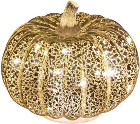 img 4 attached to 🎃 Romingo Mercury Glass Pumpkin Light: Timer-Enabled Halloween, Fall, and Thanksgiving Decor – Silver, 5.5 inches