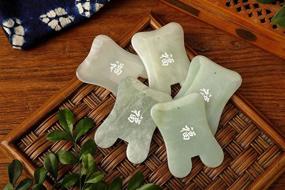 img 1 attached to Gua Sha Facial Massage Tool with Genuine Jade Board and 🌿 Chinese Character Blessing - Ideal for Spa Treatment, Facial Massage, and Back Massage