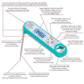 img 2 attached to 🌡️ GR8IM Meat Thermometer: Digital Instant Temperature Reading with Large LED Backlight for Kitchen, Oven, and BBQ Grill - Food-Grade Probe, IP67 Waterproof Case, and Safe to Use