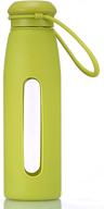 🌿 eco-friendly 17 oz sport glass water bottle with silicone sleeve - pure tasting hydration! buy one, donate to h2o for life (green) logo