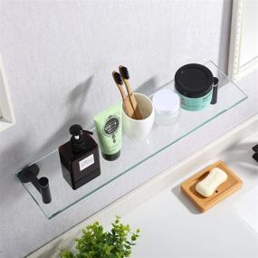 img 1 attached to 🛁 Sleek and Durable 20-Inch KES Bathroom Glass Shelf: Rustproof Wall Mount Organizer with 8 MM-Thick Tempered Glass and Matte Black Stainless Steel Brackets (A2021-BK)
