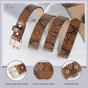 img 3 attached to 🐍 Stylish JASGOOD Women Snakeskin Print PU Leather Belt with Gold Buckle - Perfect for Pants, Dresses, and Fashion