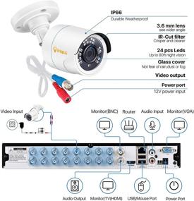 img 3 attached to 📹 Anlapus H.265+ 16-канальная 4-в-1 1080p видеорегистратор видеонаблюдения с жестким диском на 4 ТБ, 12 проводных наружных камер IP-камера 2MP CCTV для круглосуточной записи дома и бизнеса.