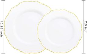 img 3 attached to 🍽️ WDF 100pcs Gold Plastic Plates - Baroque White & Gold Disposable Plates for Elegant Parties & Weddings - Includes 50 Plastic Dinner Plates (10.25 inch) and 50 Salad Plates (7.5 inch)