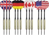 🎯 professional darts set with aluminum shafts, brass barrels, and assorted dart flight flag designs - ideal for experts or beginner throwing, steel tip darts set professional логотип