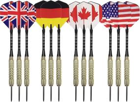 img 4 attached to 🎯 Professional Darts Set with Aluminum Shafts, Brass Barrels, and Assorted Dart Flight Flag Designs - Ideal for Experts or Beginner Throwing, Steel Tip Darts Set Professional