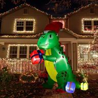 🎄 6ft christmas inflatable dinosaur: festive outdoor decoration with hat, leds, and blow-up fun! логотип