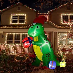 img 4 attached to 🎄 6FT Christmas Inflatable Dinosaur: Festive Outdoor Decoration with Hat, LEDs, and Blow-Up Fun!