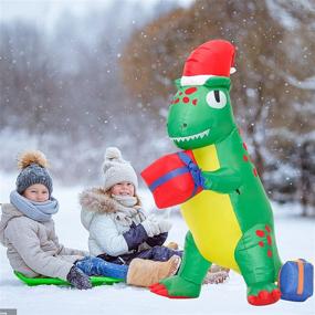 img 2 attached to 🎄 6FT Christmas Inflatable Dinosaur: Festive Outdoor Decoration with Hat, LEDs, and Blow-Up Fun!