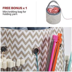 img 2 attached to 🧶 HOMEST Knitting Bag with 3 Oversized Grommets: Portable Yarn Storage Tote for Knitting Needles (up to 13 inches), Crochet Hooks, and Accessories - Ripple Design