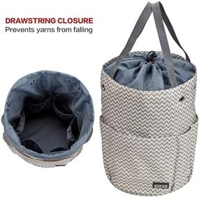 img 3 attached to 🧶 HOMEST Knitting Bag with 3 Oversized Grommets: Portable Yarn Storage Tote for Knitting Needles (up to 13 inches), Crochet Hooks, and Accessories - Ripple Design