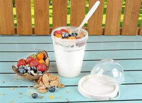 img 3 attached to DGRS MARKET 4 Pack 20 oz Portable Breakfast Cereal On the Go Cups with Spoon - Top Lid Containers for Take'n Go Yogurt, Milk, Snacks, and Fruit Cups - Perfect for Travel (4, Mix)