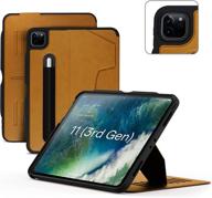 zugu case for 2021/2020 ipad pro 11 inch gen 2/3 - slim protective case with wireless apple pencil charging and magnetic stand - cognac brown логотип