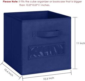 img 3 attached to 🔵 TomCare 8-Pack Foldable Fabric Storage Cubes with Label Windows - Navy Blue Clothe Cube Organizer Bins for Shelves, Closet Organizers, Cubby Storage, and Baskets